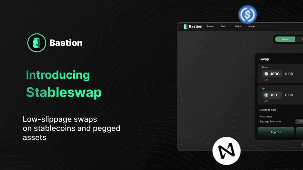 Bastion dark crypto product interface and stableswap title